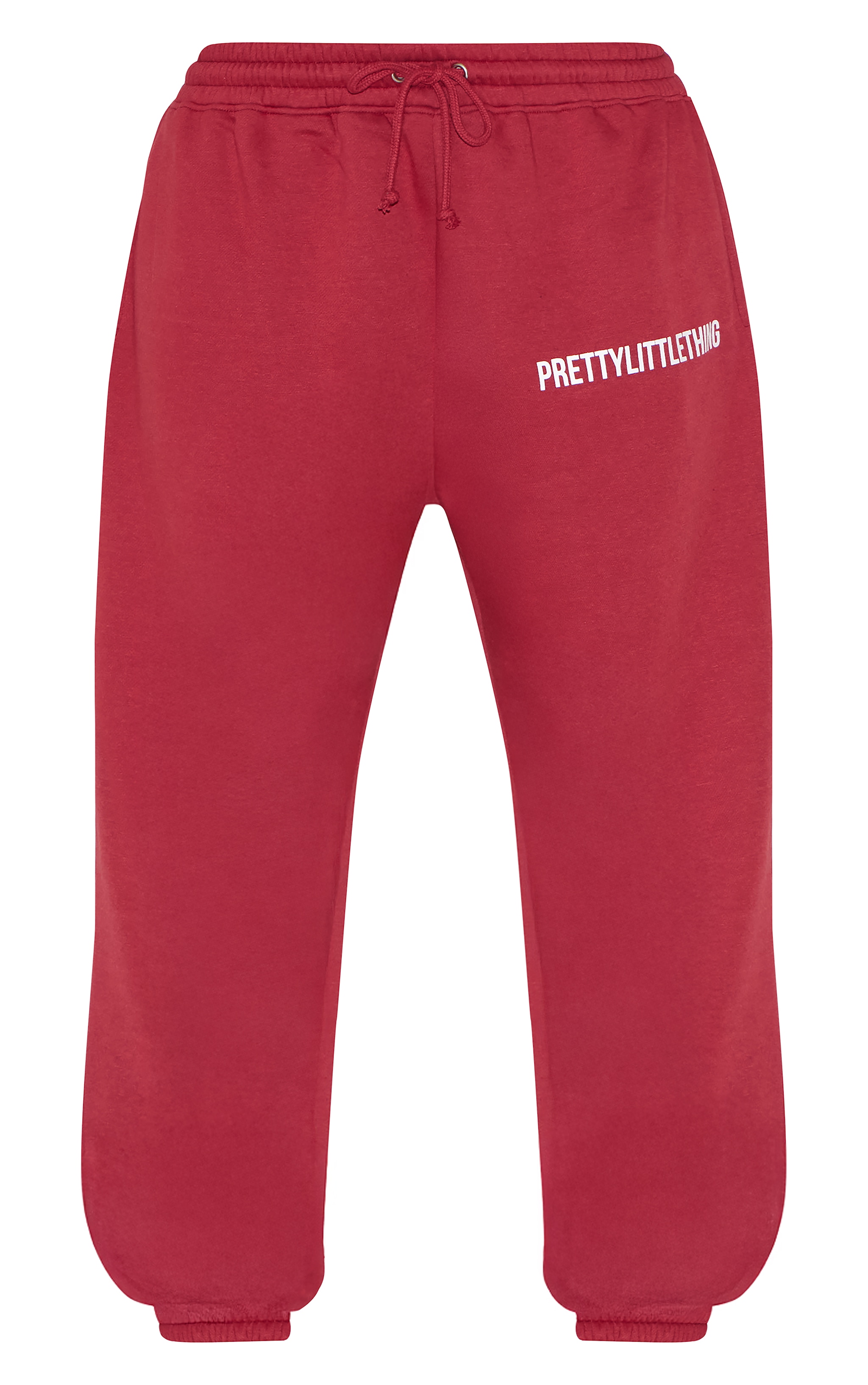 PRETTYLITTLETHING Plus Burgundy High Waisted Cuffed Sweatpants image 5