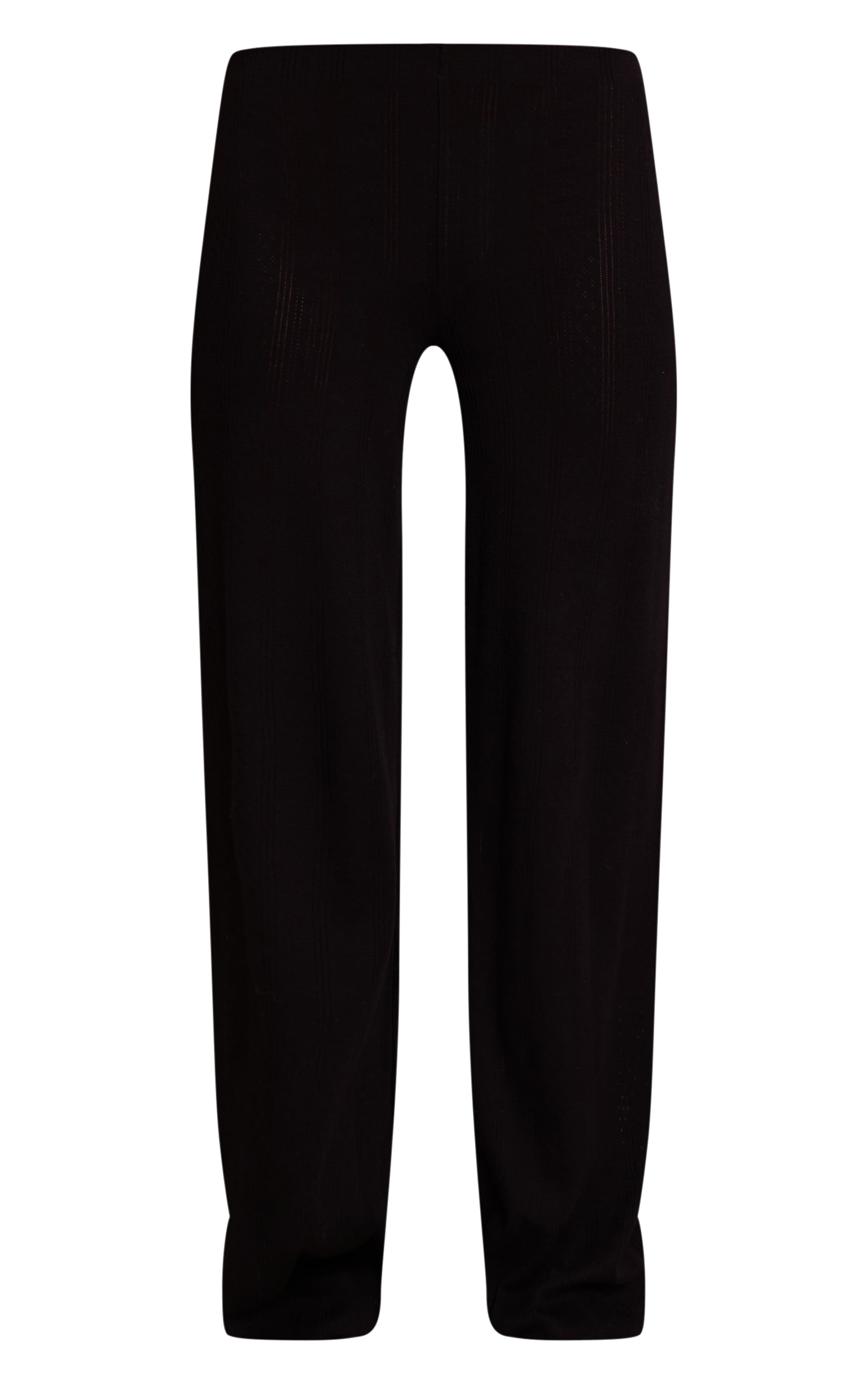 Black Pointelle Wide Leg Pants image 5