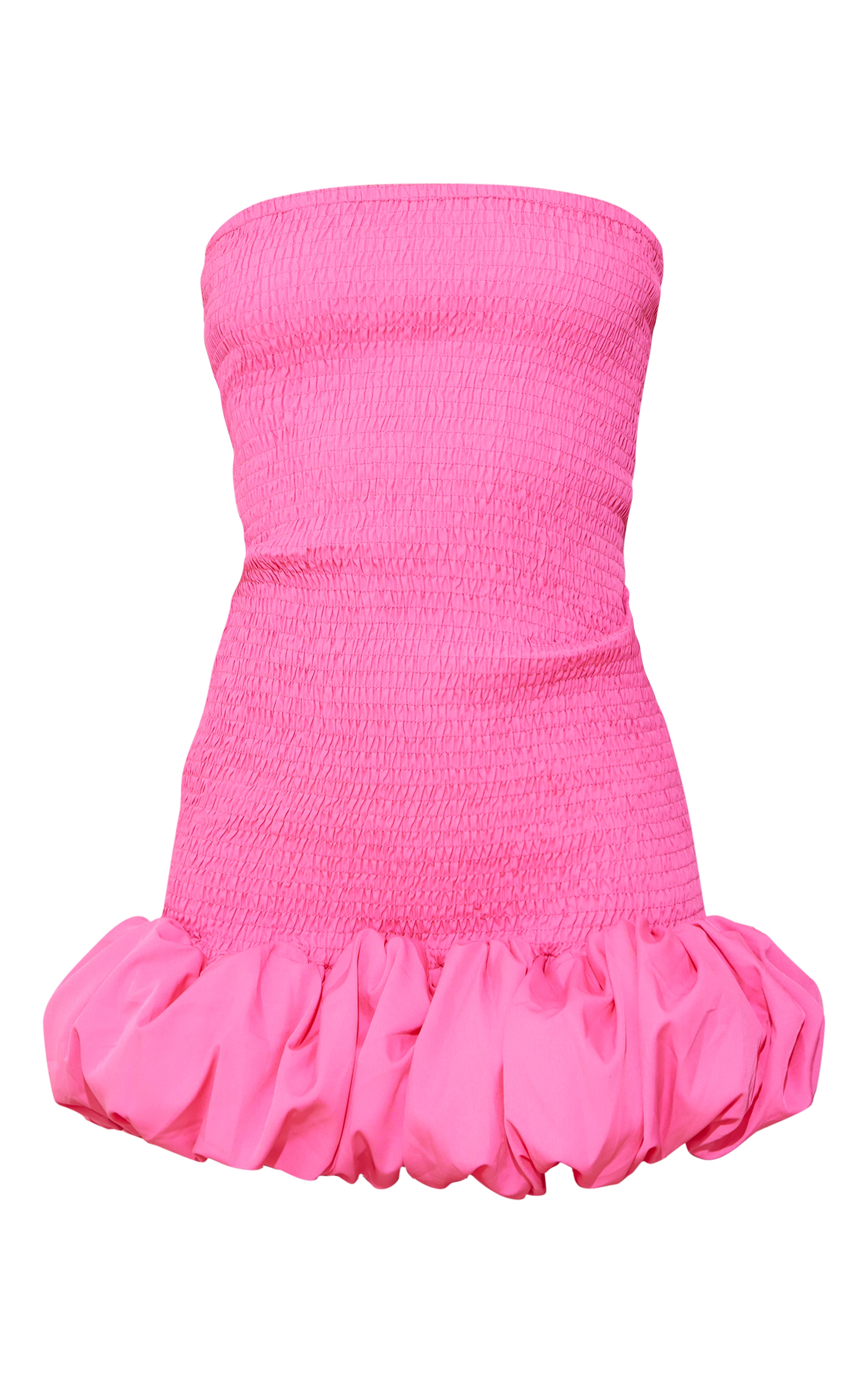 Bright Pink Shirred Bandeau Bodycon Dress image 5