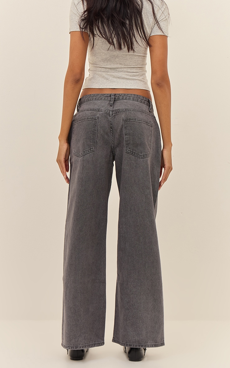 Jean large gris délavé à taille basse image 3