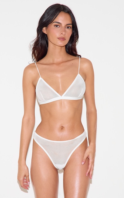 Lot de 2 Soutiens-gorge basiques triangles en mesh blanc