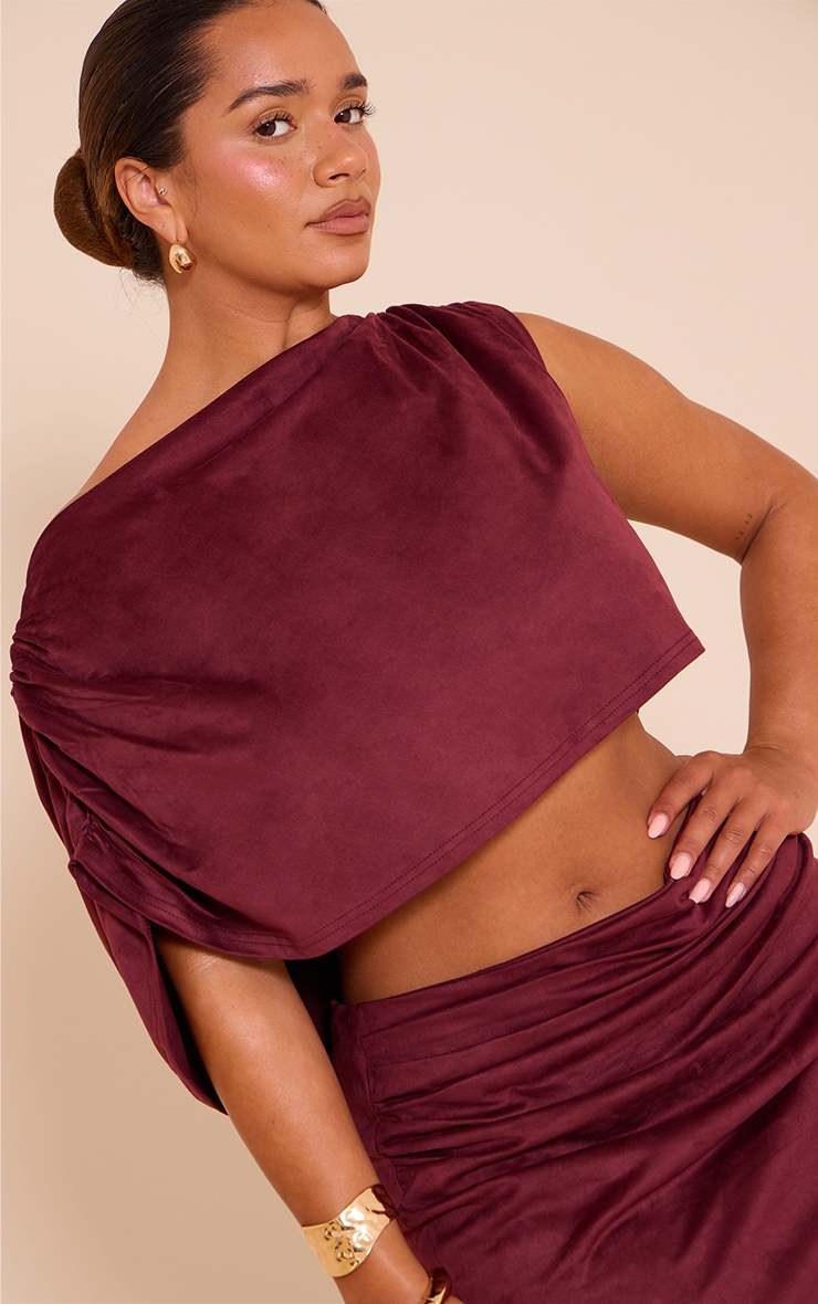 Shape Wine Faux Suede Cowl Drape Top image 4