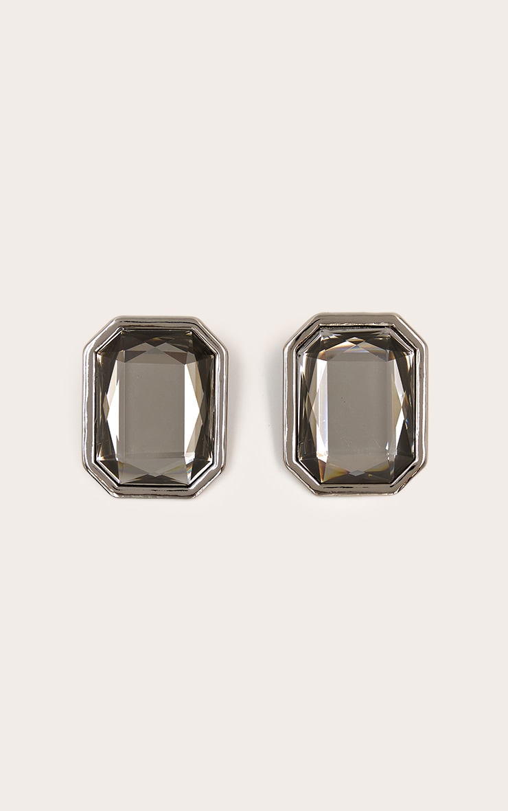 Silver Crystal Oversized Stud Earrings image 2