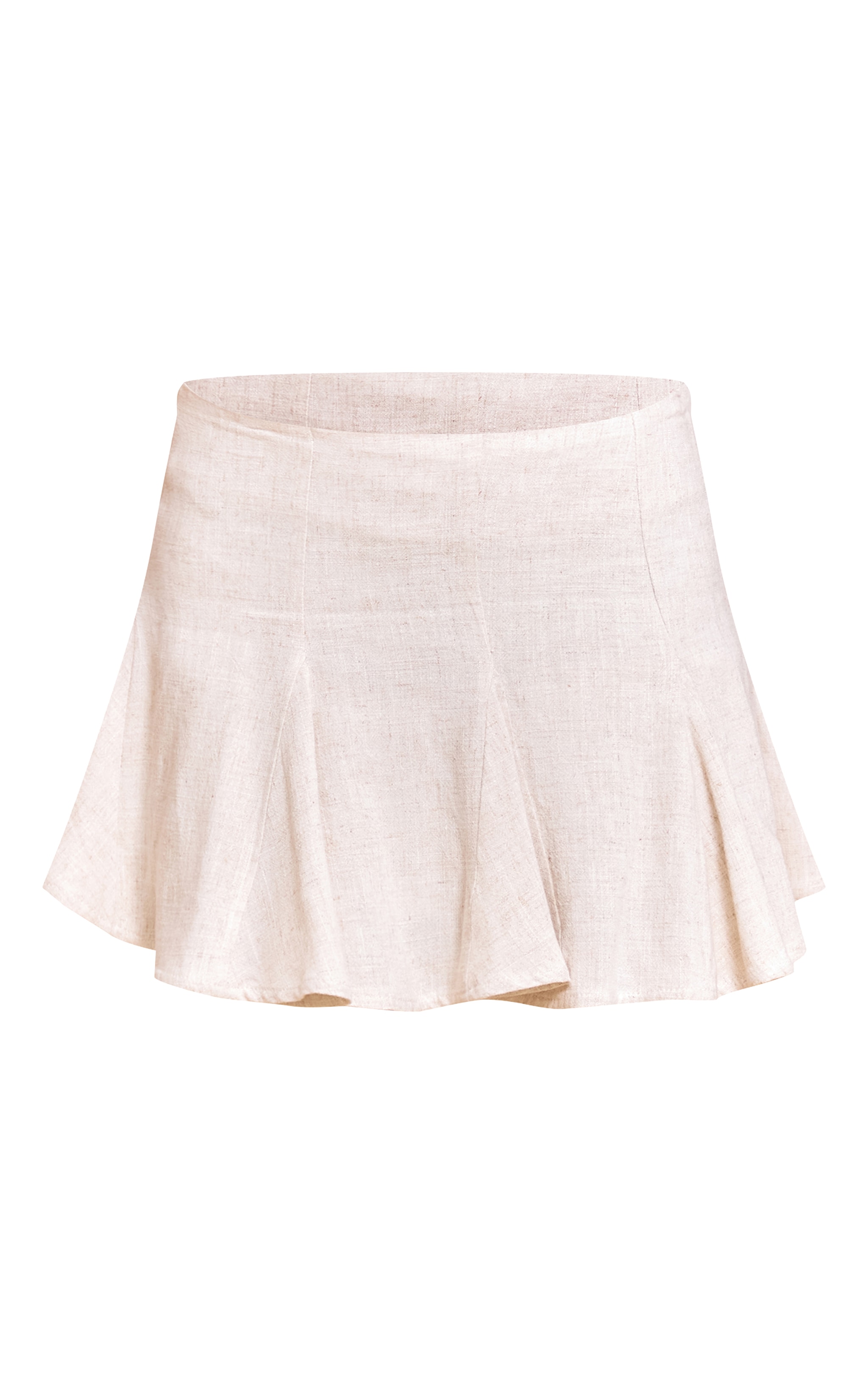 Natural Linen Look Pleat Detail Mini Skirt image 6