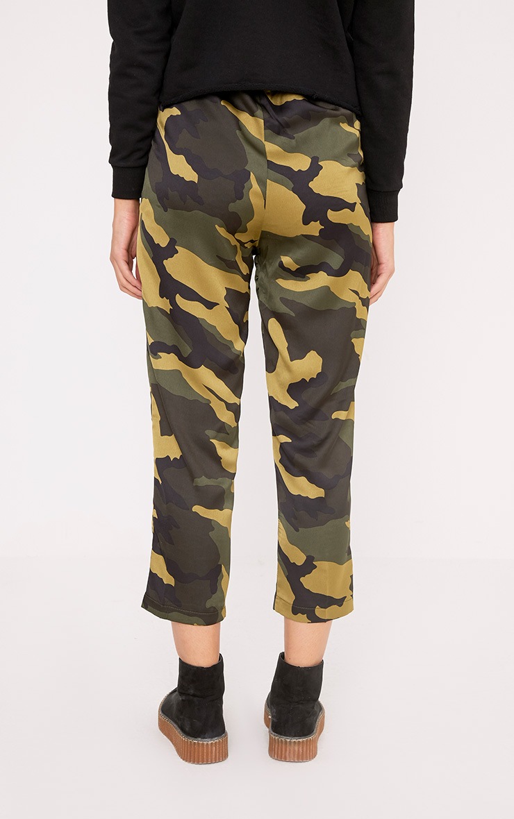 Susanna Khaki Silky Camo Track Pants Pants PrettyLittleThing AUS