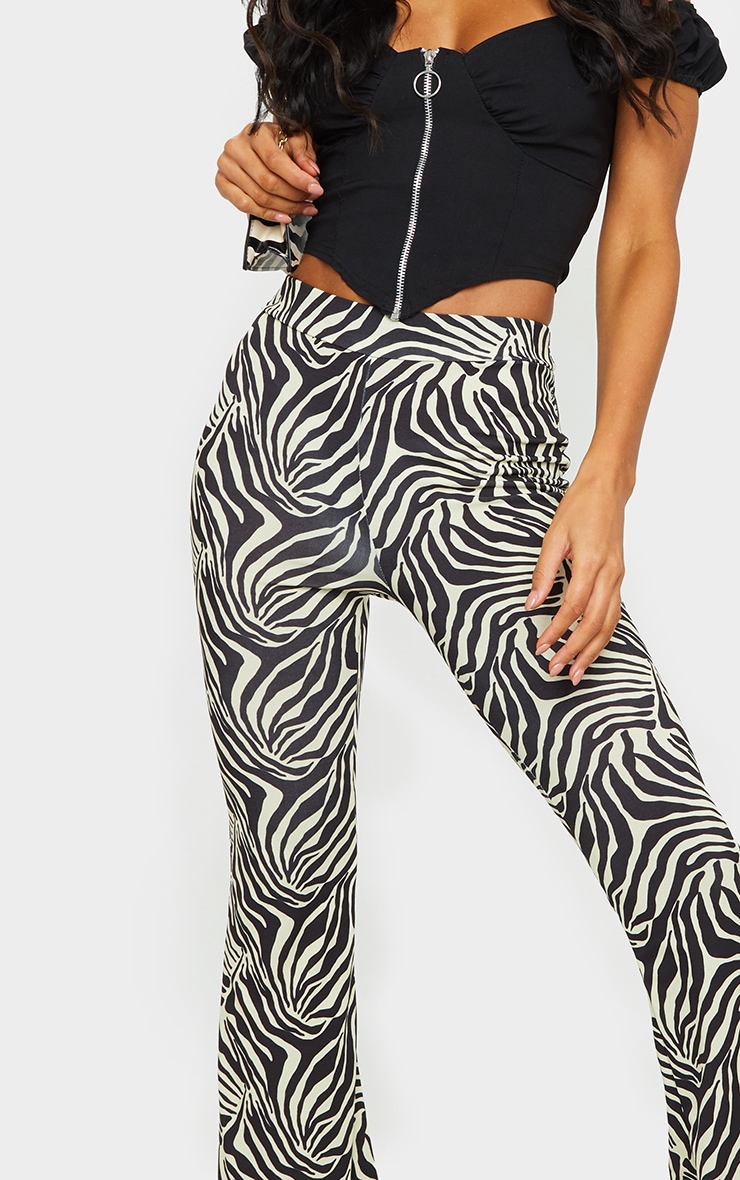 Zebra Slinky Print Flared Pants image 4