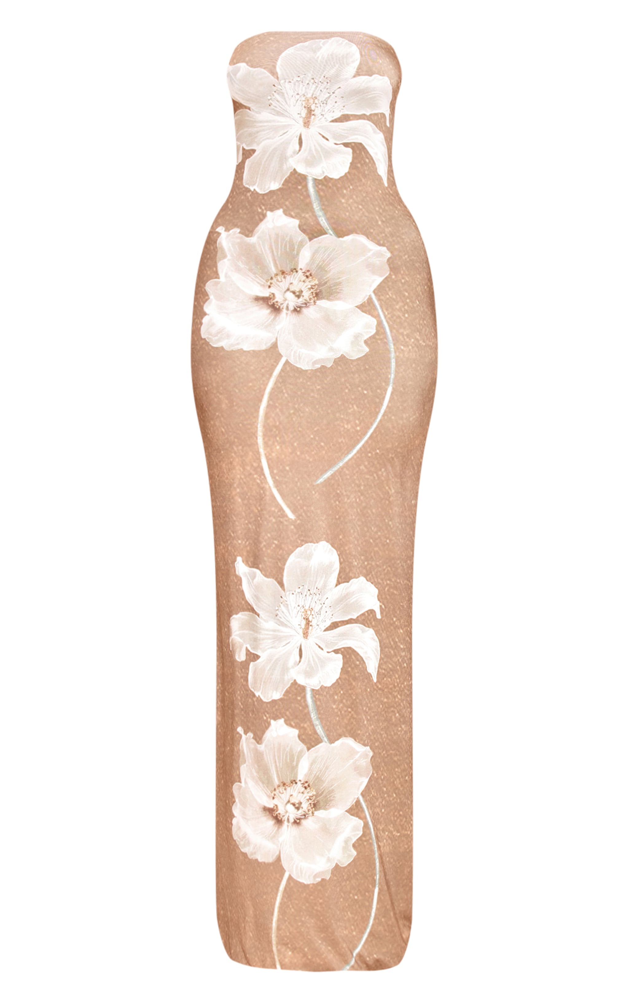 Robe bustier longue taupe fleurie image 5