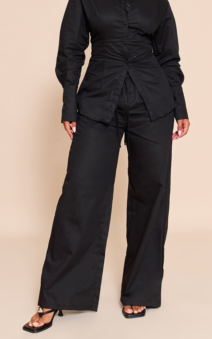 Shape Pantalon large noir à rayures et taille élastique image 2