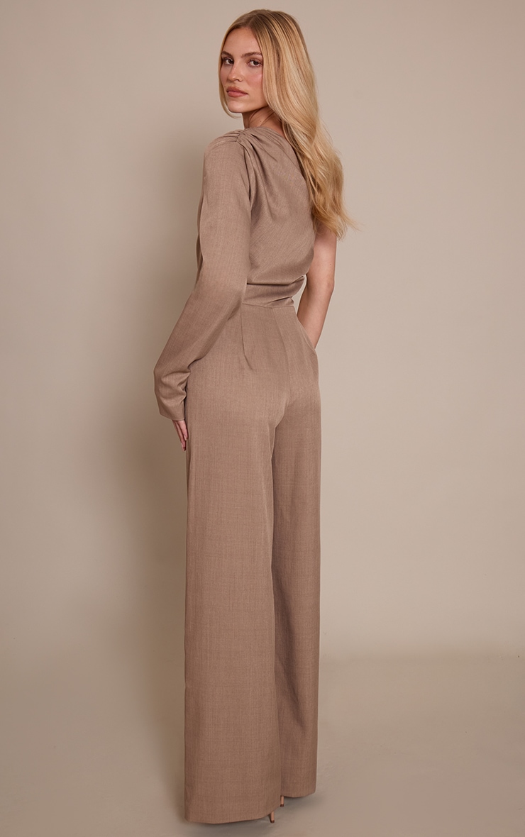 Mocha Woven Tailored One Sleeve Jumpsuit image 2
