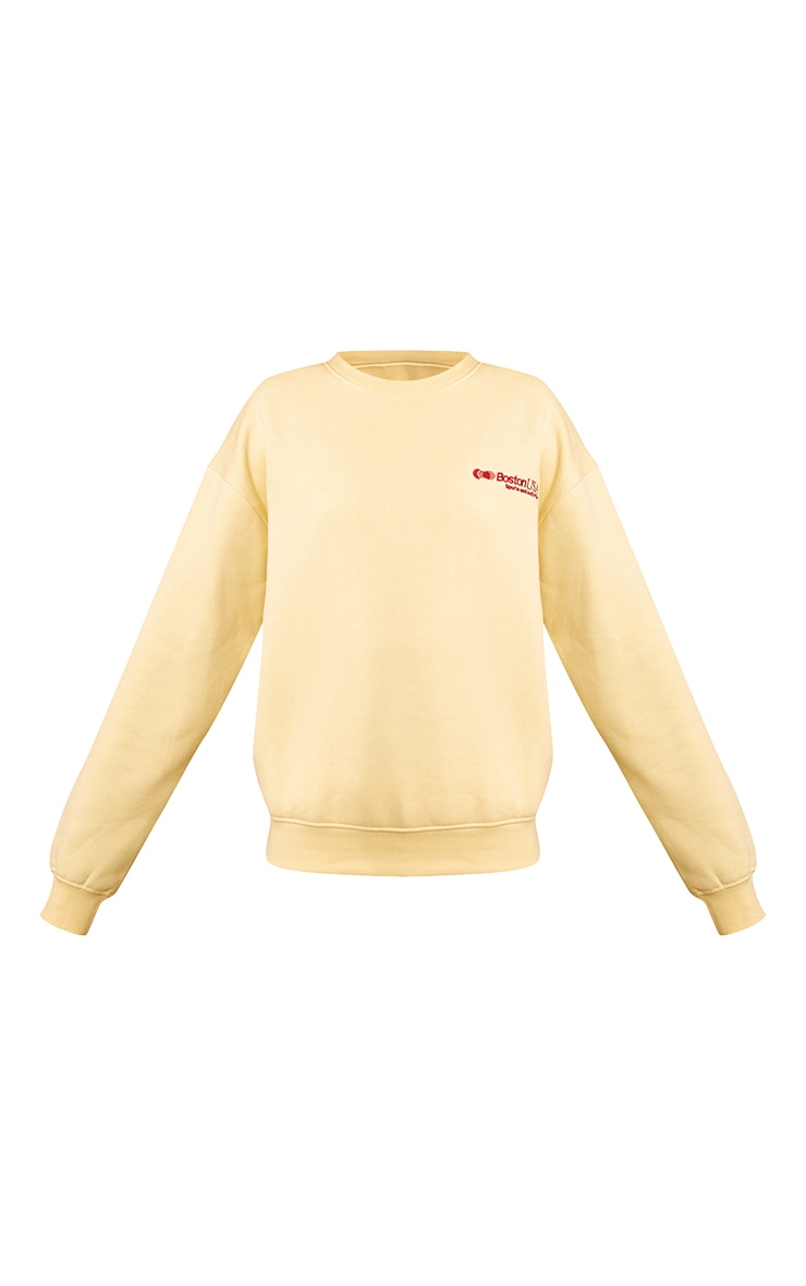 Buttercream Oversized Boston Usa Embroidered Sweatshirt image 5