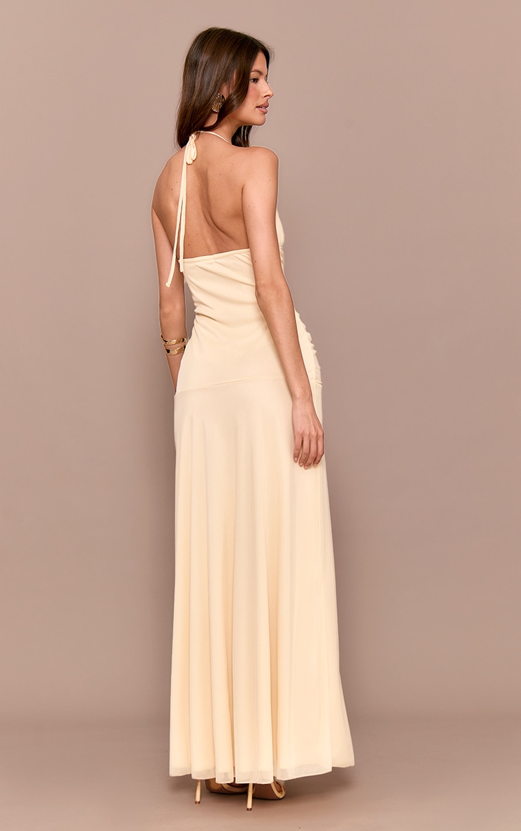 Cream Ruched Detail Strappy Maxi Dress image 2