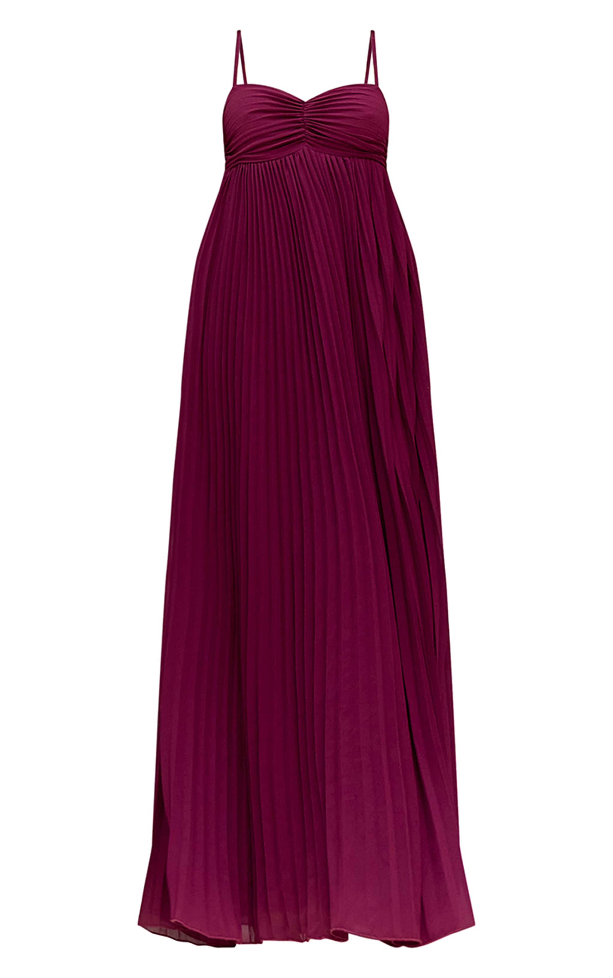 Robe longue rouge vin plissée image 5