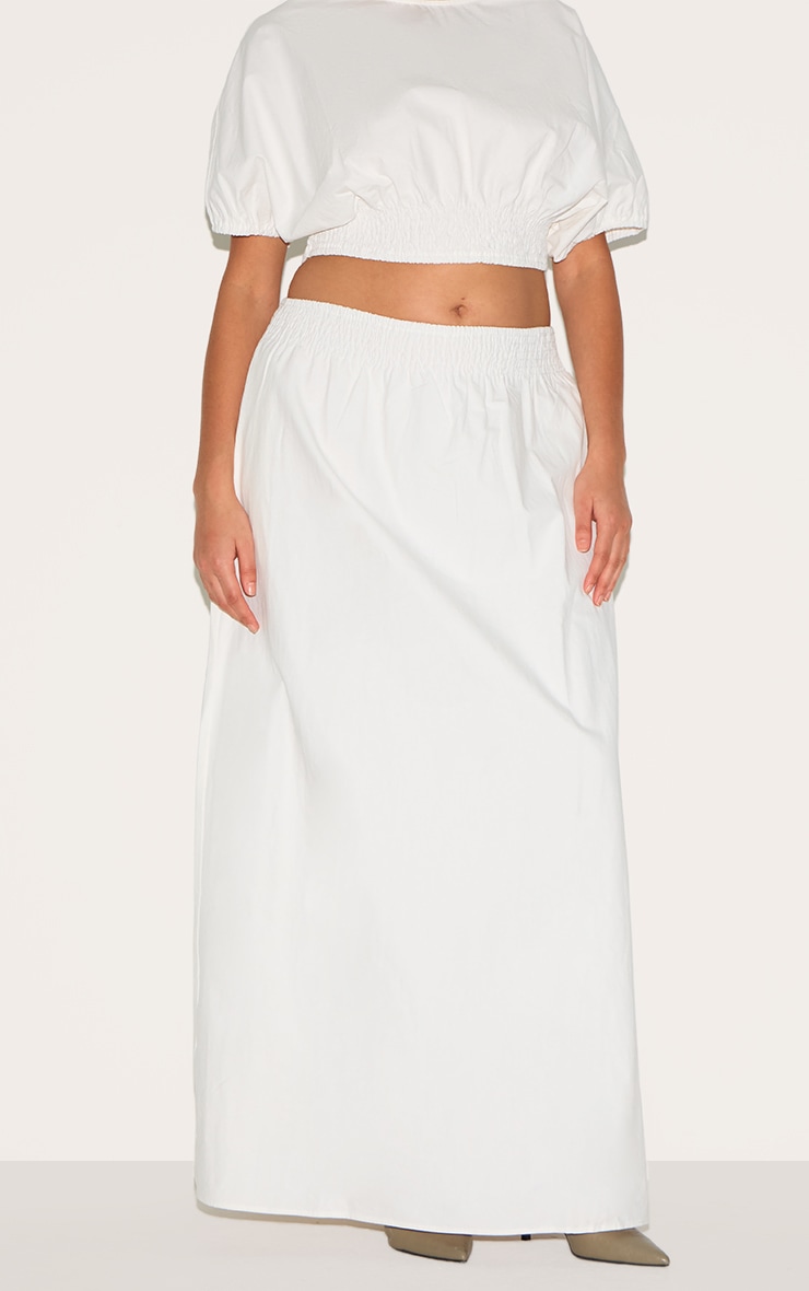 Plus White Sheered Waist Low Rise Maxi Skirt image 2