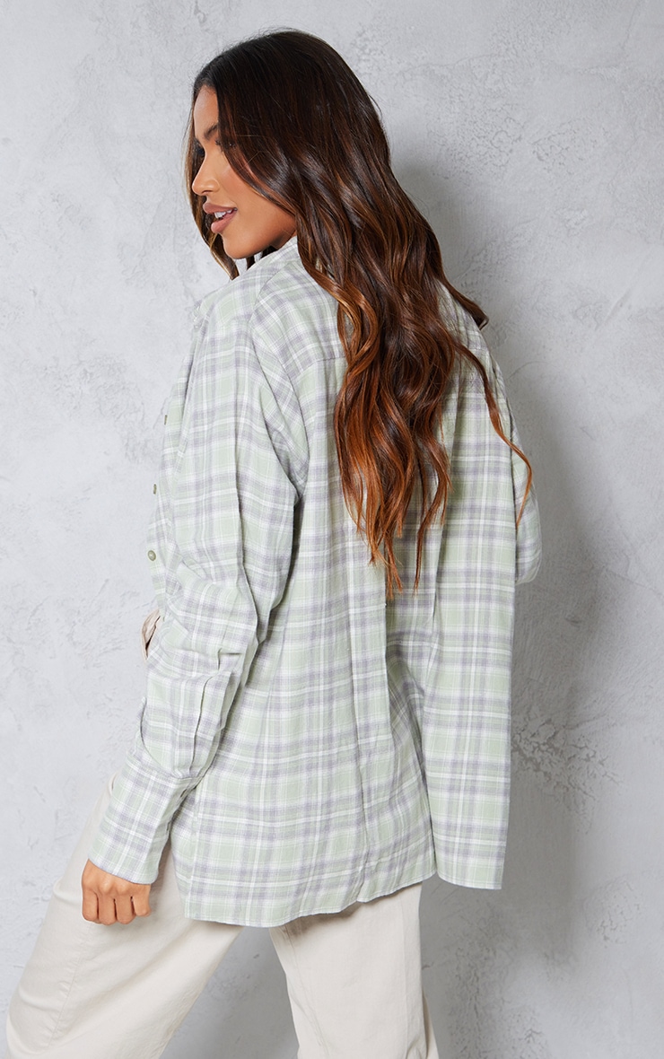 Sage Oversized Checked Shirt image 2