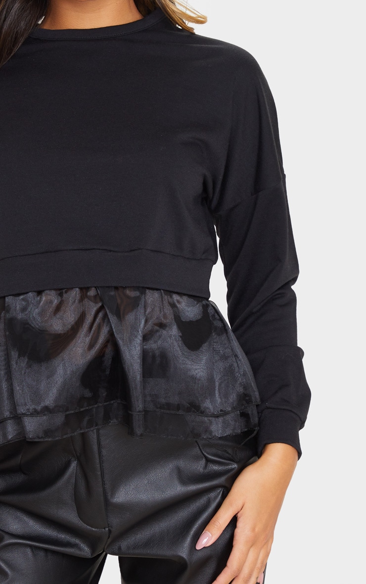 Black Organza Hem Sweatshirt image 4