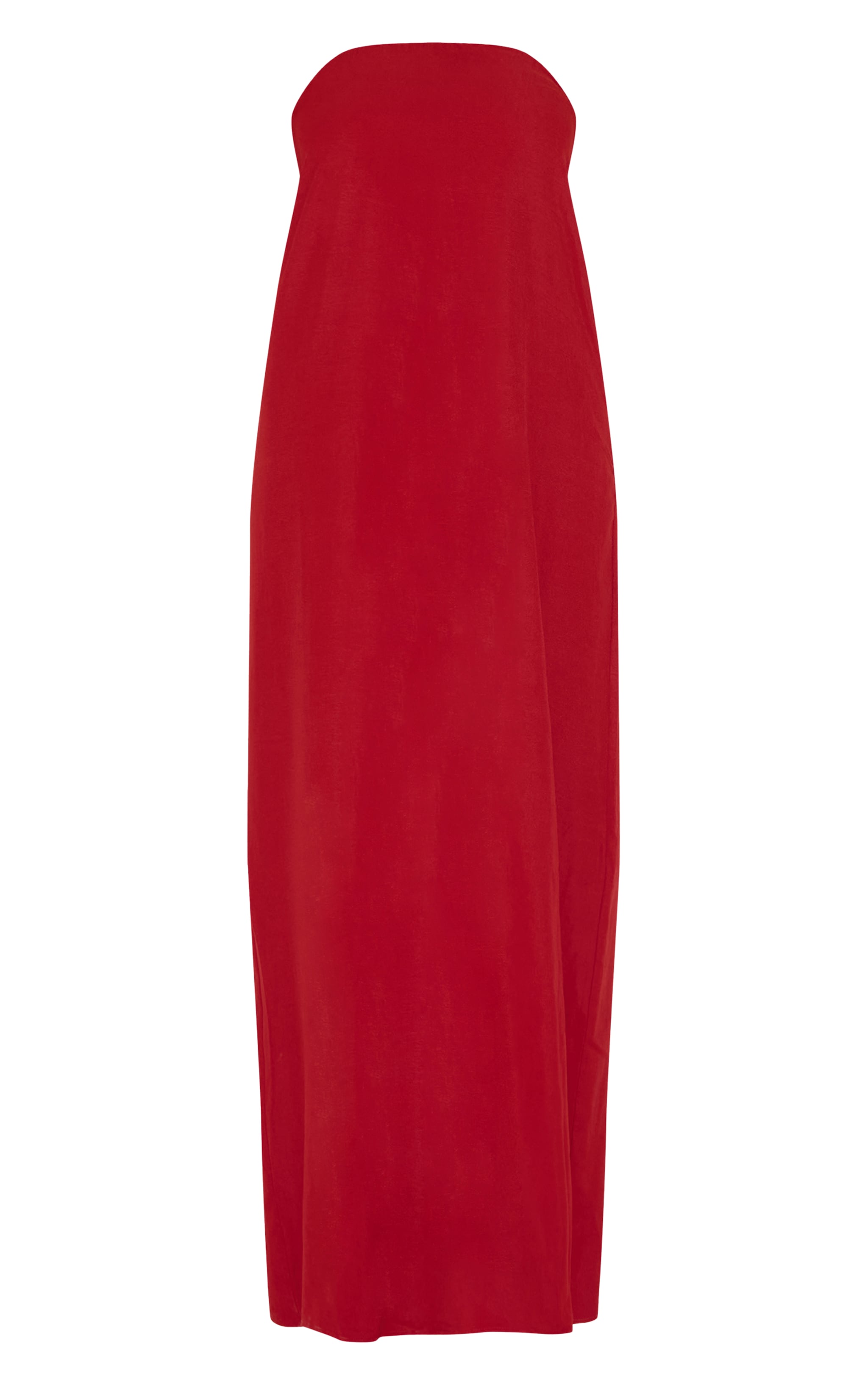 Plus Deep Red Floaty Woven Bandeau Maxi Dress image 5