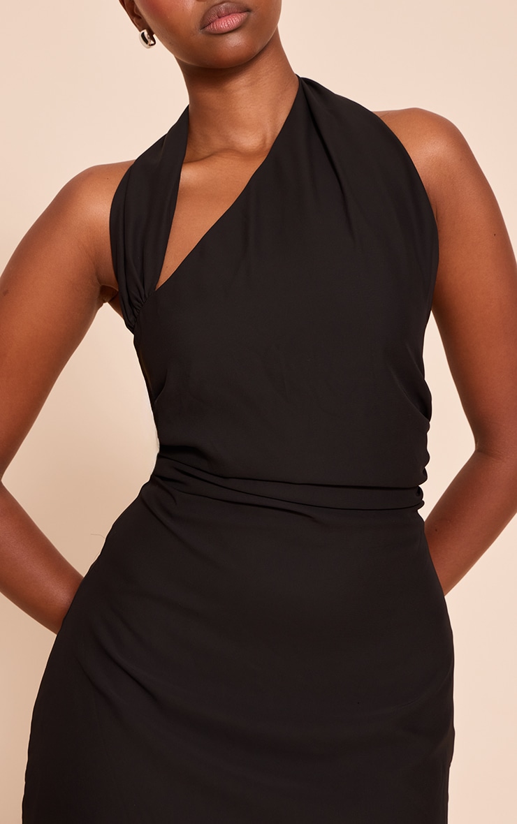 Black Woven One Shoulder Mini Bodycon Dress image 4