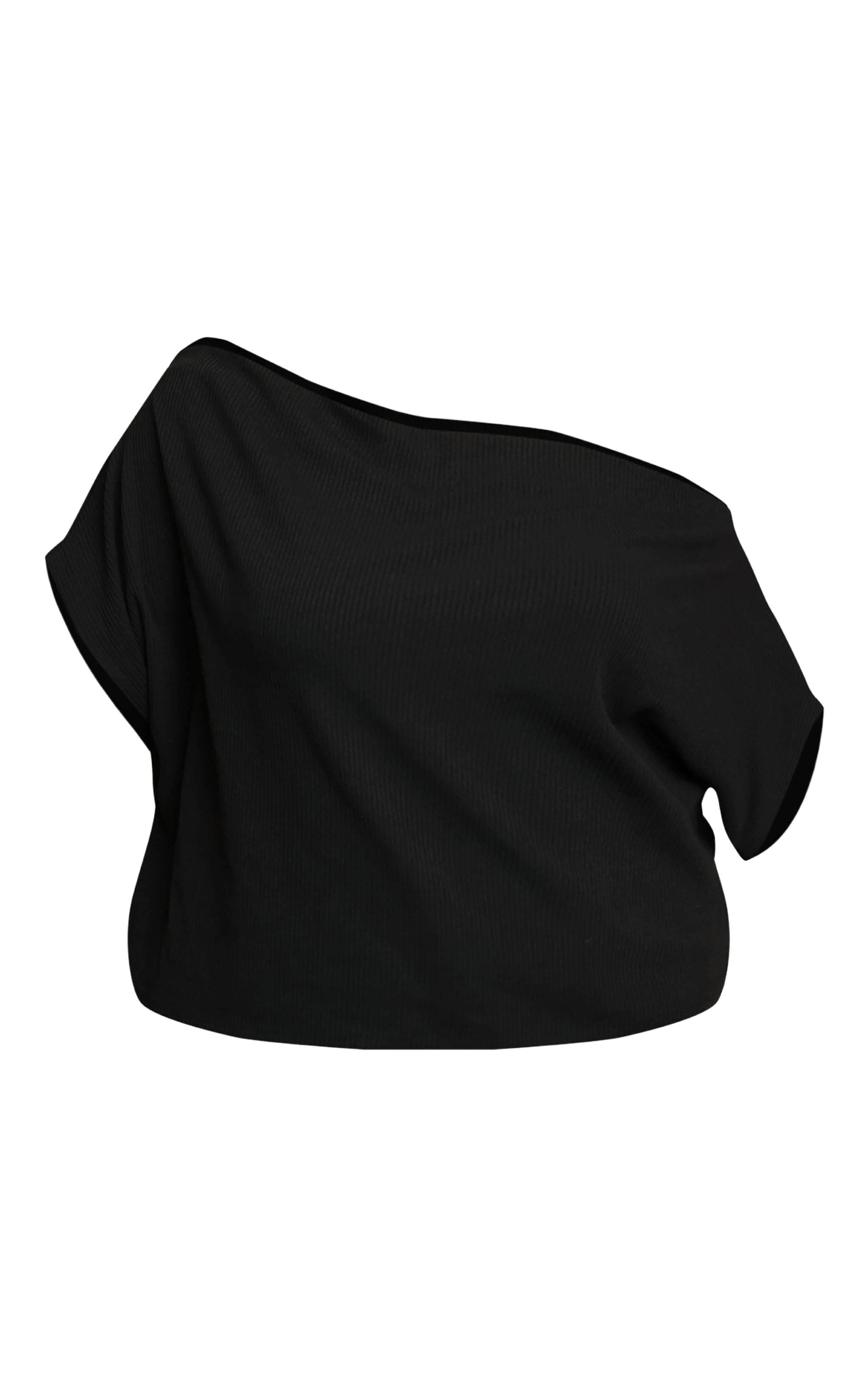 Plus Black Thick Rib Asymmetric Slouchy Long Top image 5