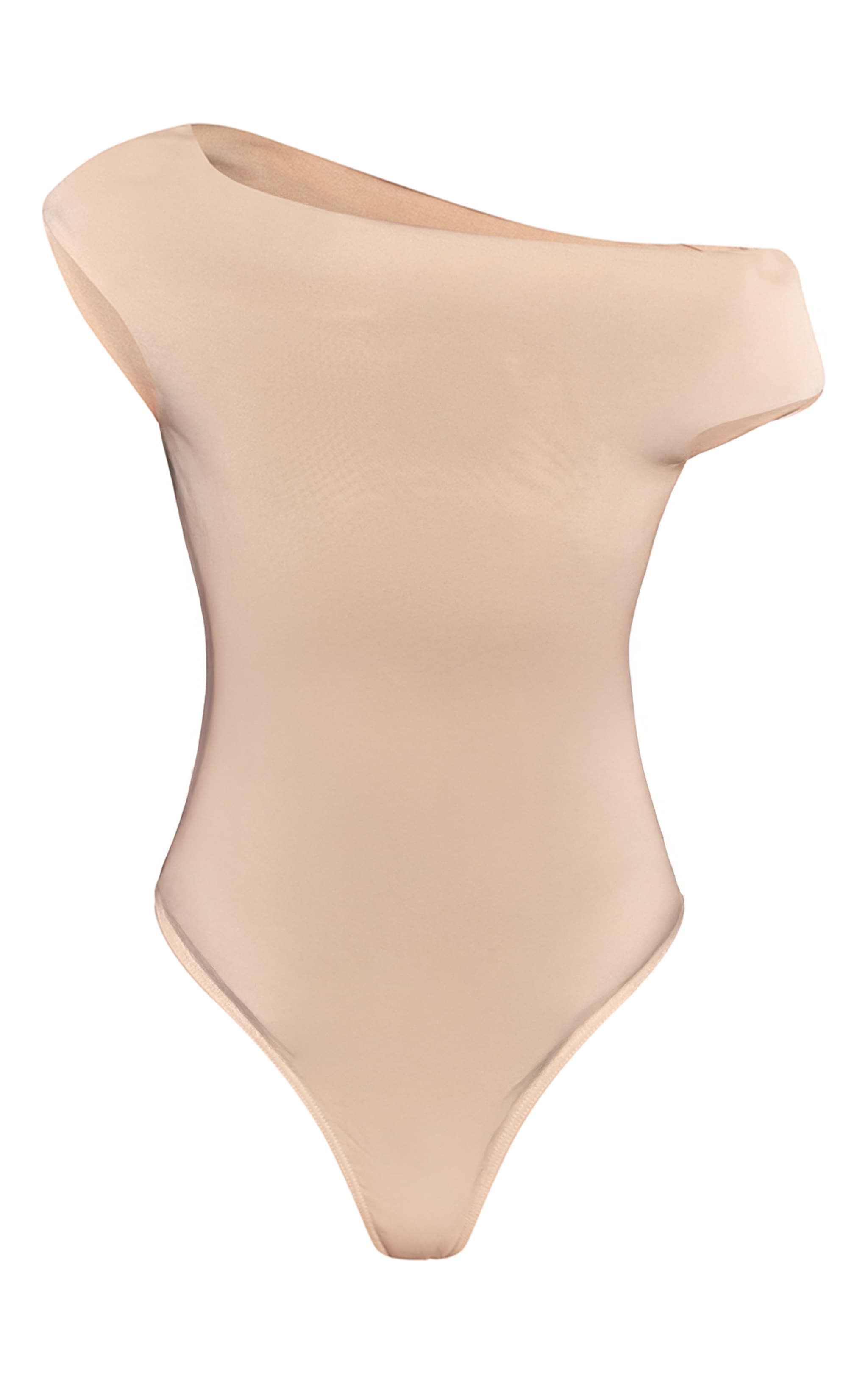 Cream Soft Touch Asymmetric Neck Sleeveless Bodysuit  image 5