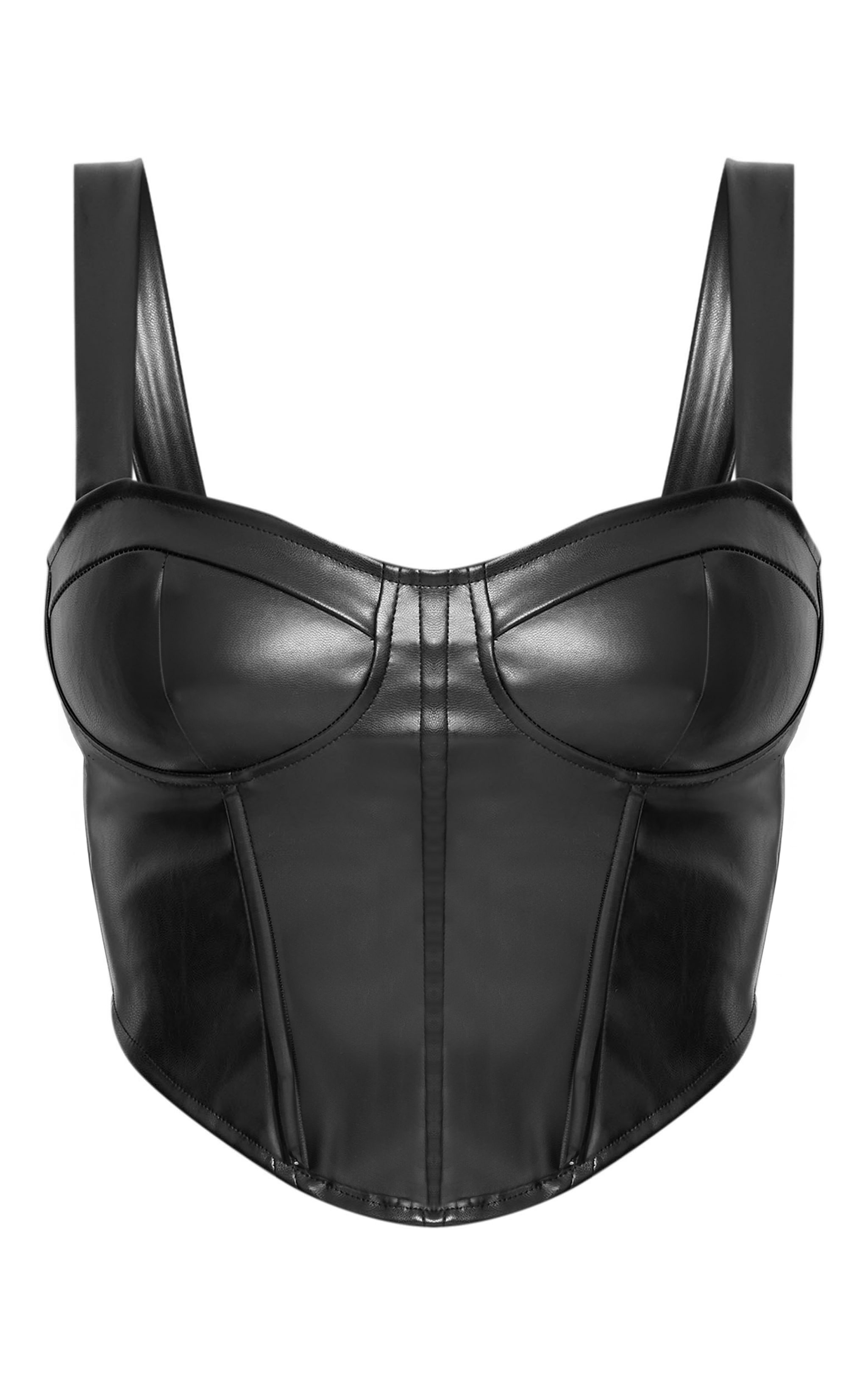 Shape Black Faux Leather Corset Crop Top image 5