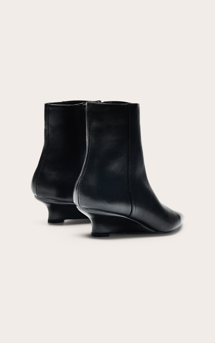 Black PU Kitten Wedge Ankle Boots image 4