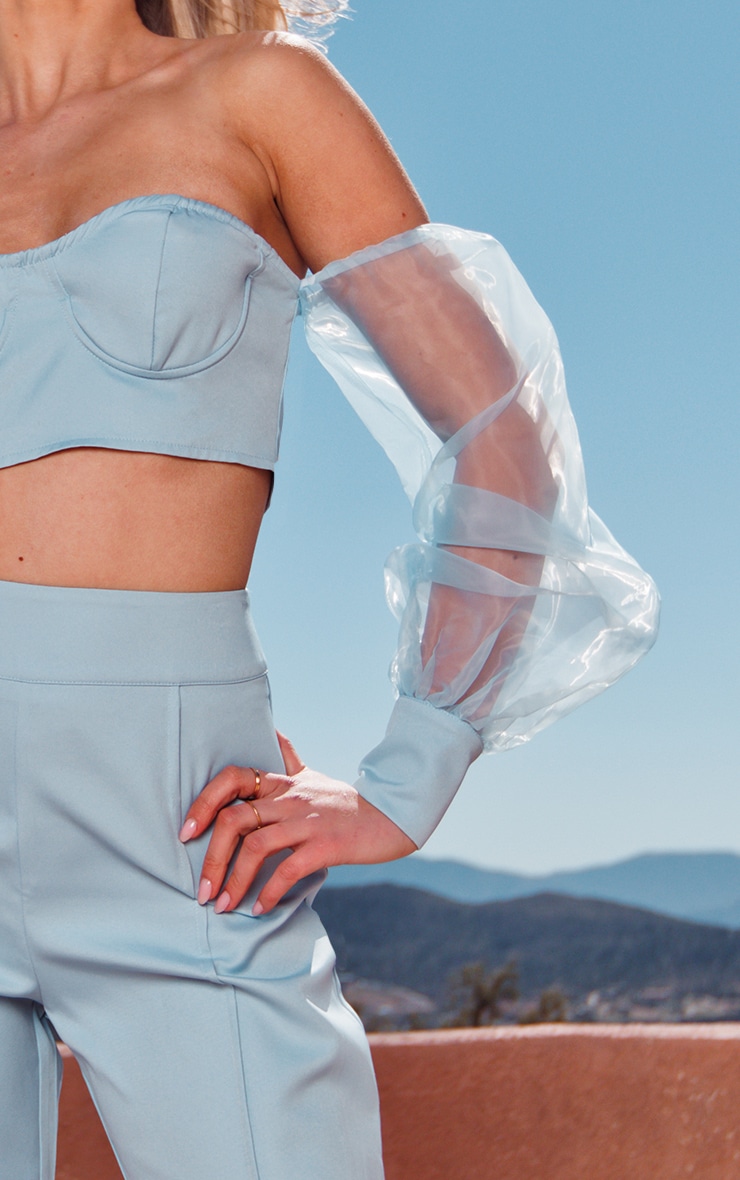 Pale Blue Organza Crop Top image 3