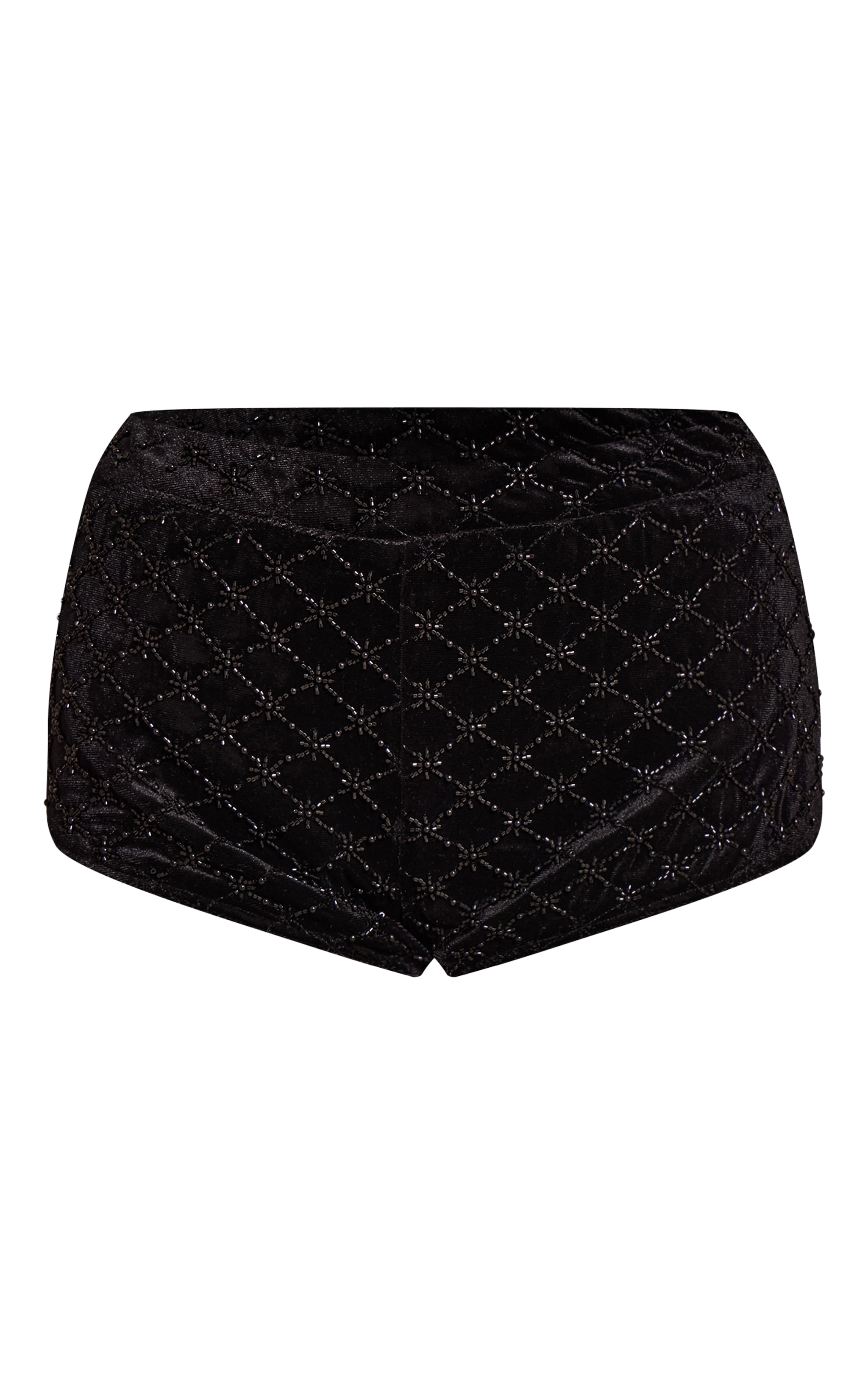 Black Embroidered Velvet Hot Pants image 6