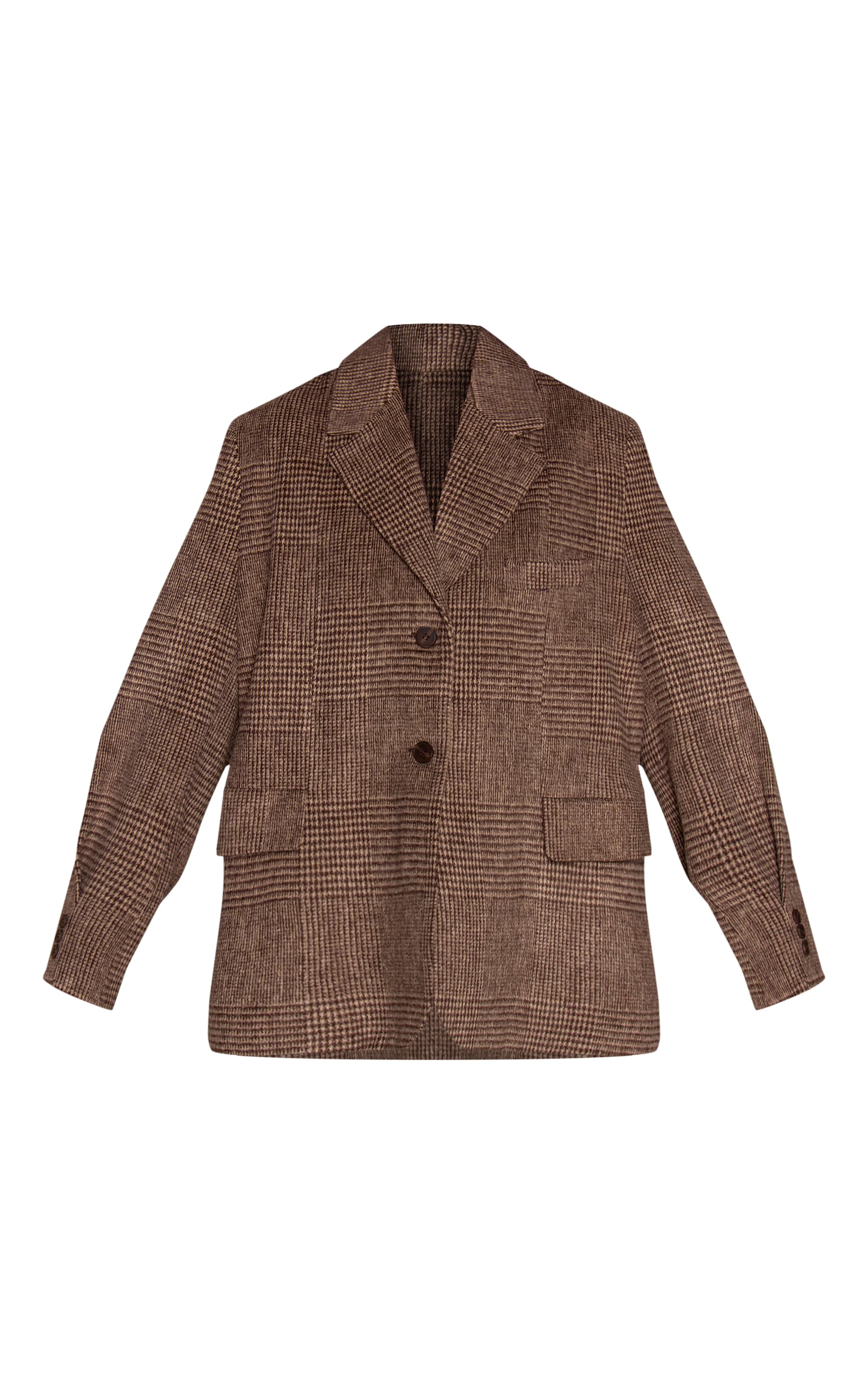 Beige Herringbone Oversized Grandad Blazer  image 5