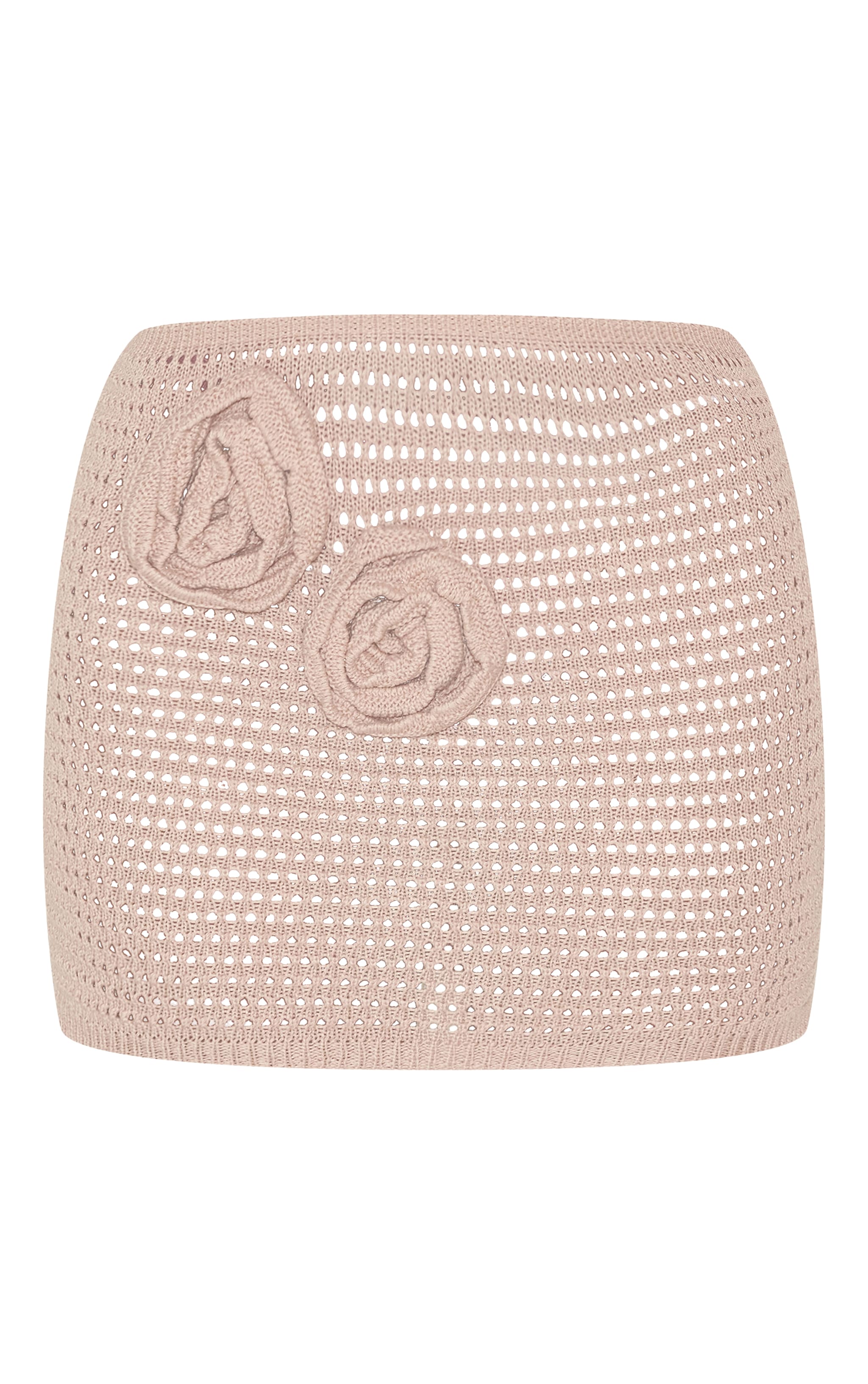 Taupe Flower Applique Crochet Mini Skirt image 6