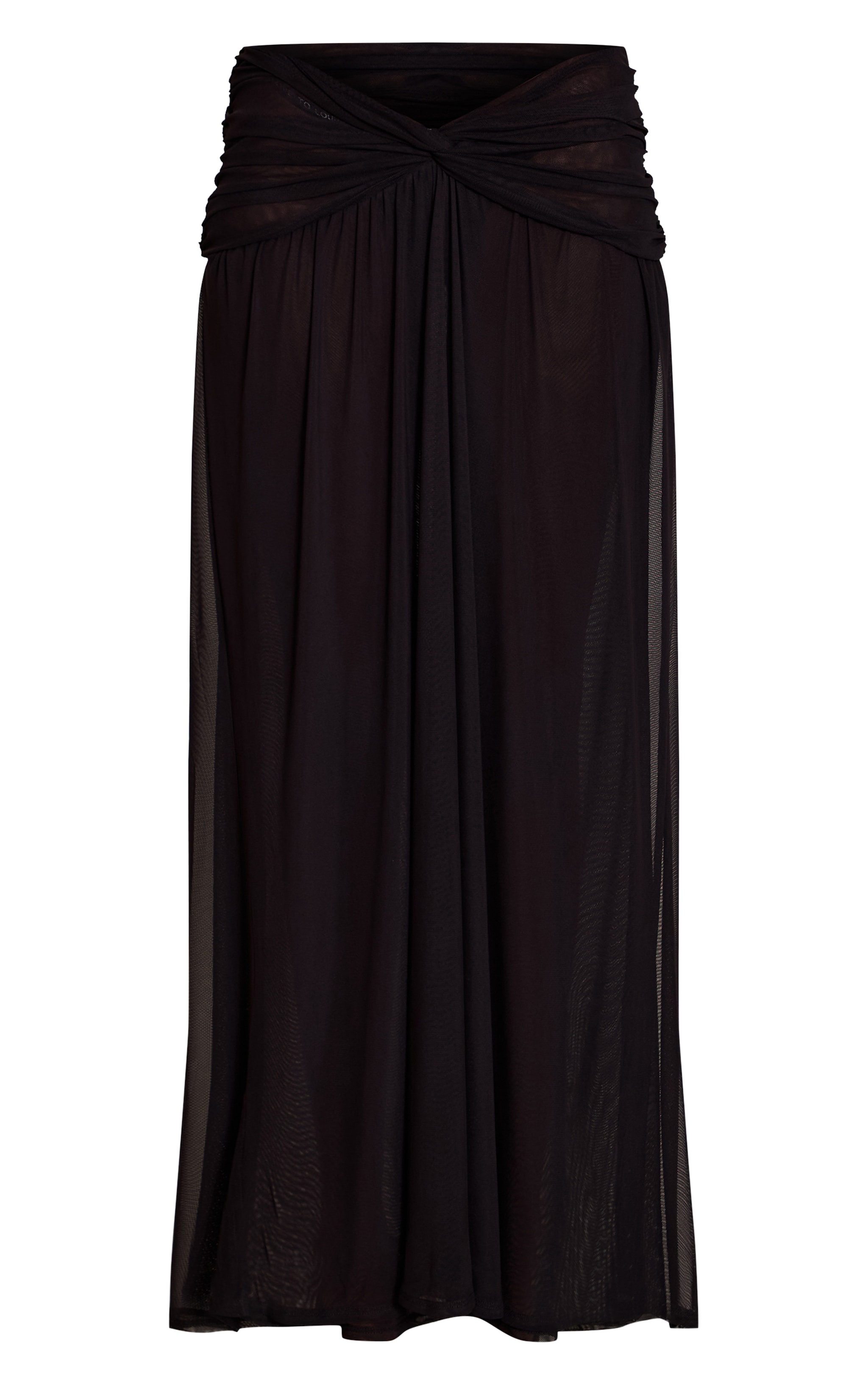 Black Mesh Twist Front Detail Floaty Maxi Skirt image 5