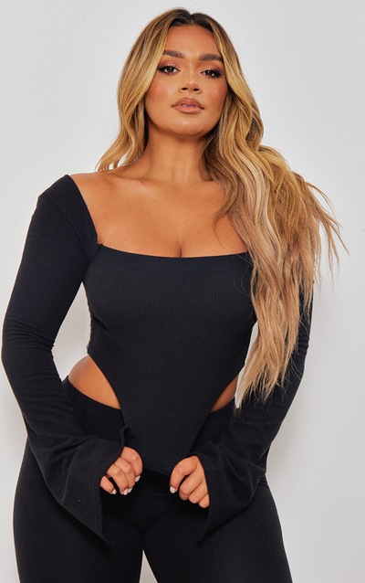 Flared Cuff Backless Striped Top