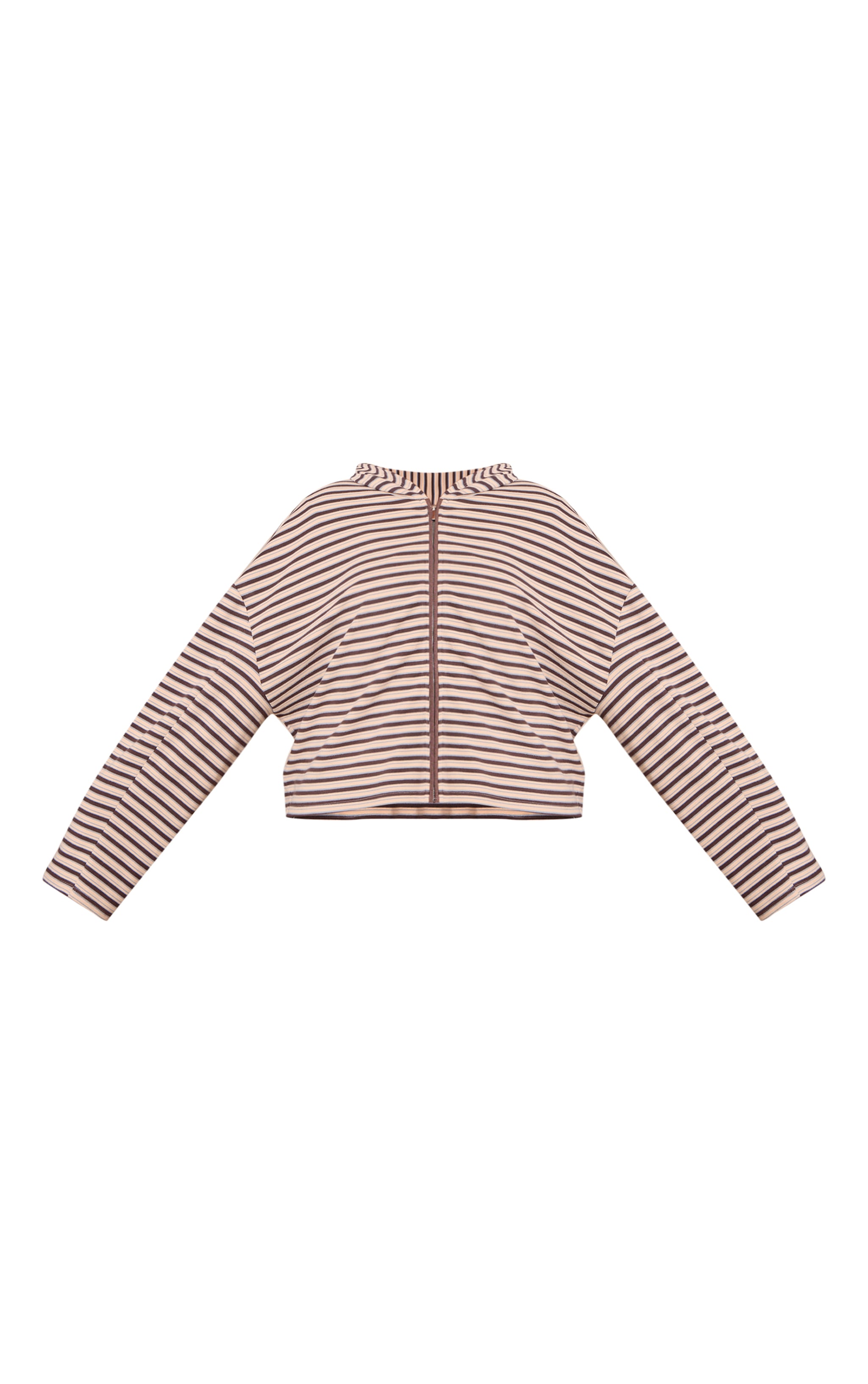 Plus Brown Striped Soft Fleece Zip Up Hoodie image 5