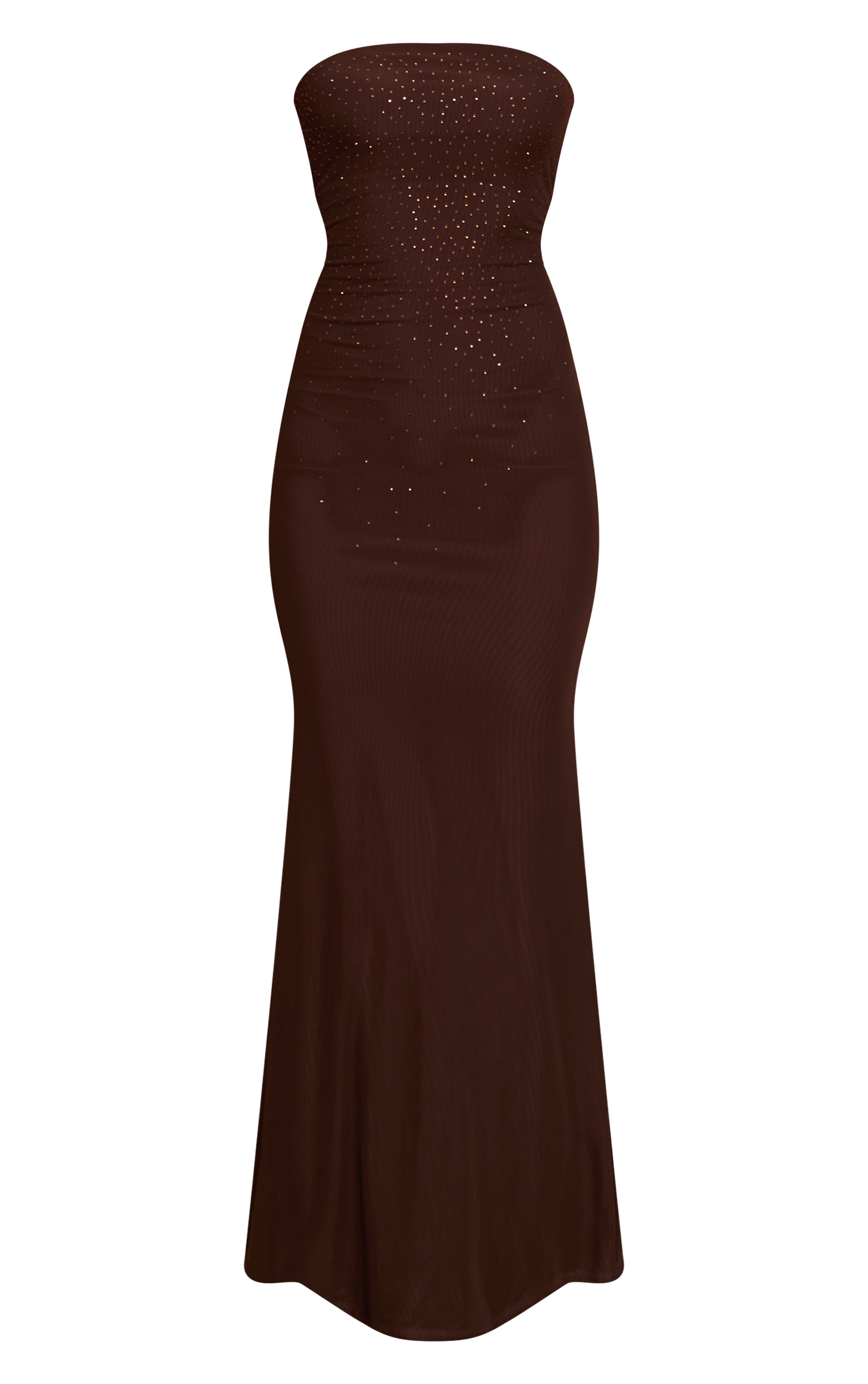 Robe bustier longue chocolat à strass image 5