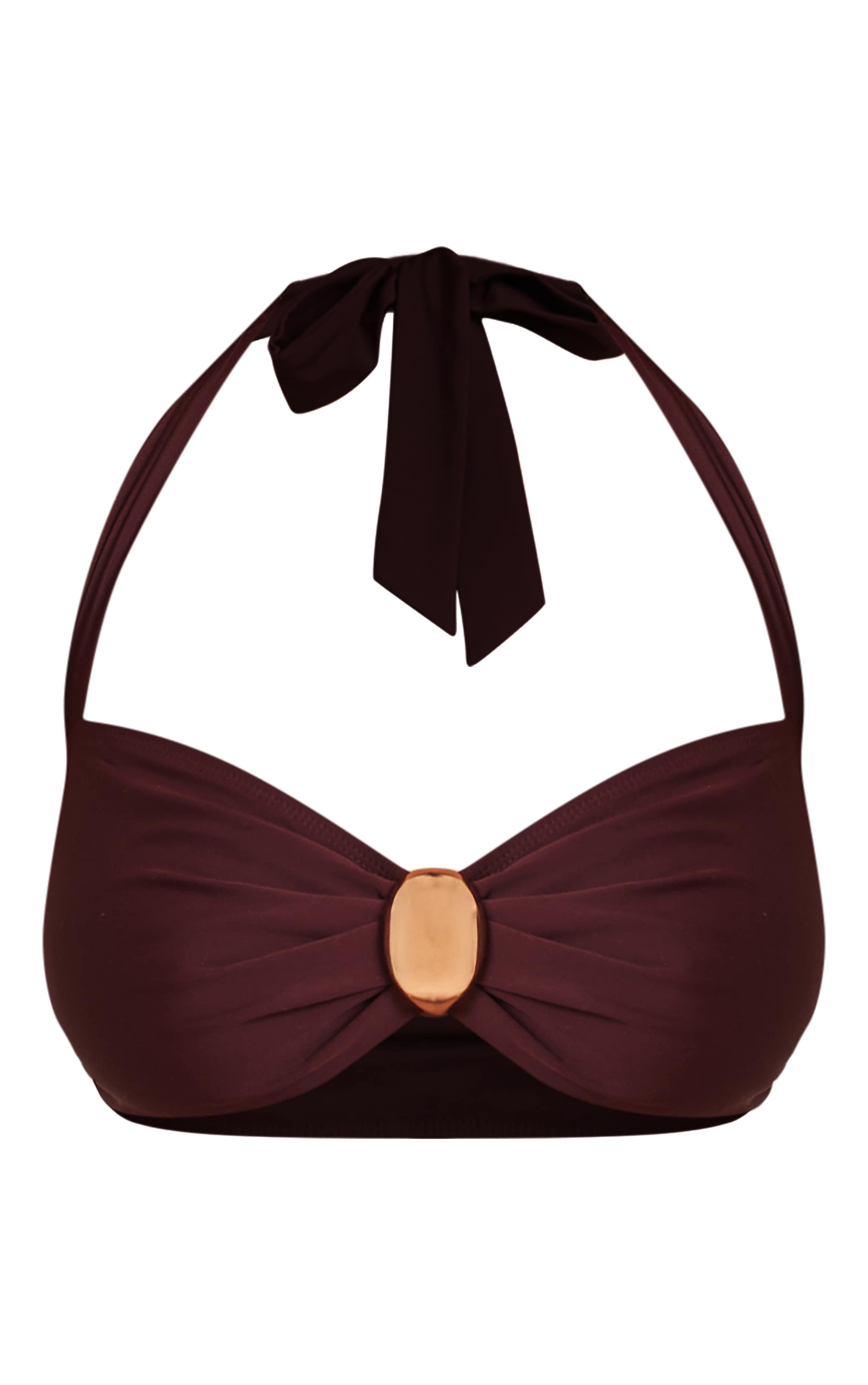 Shape Plum Halterneck Gold Trim Bikini Top image 5