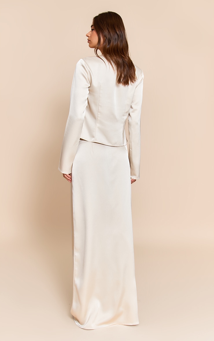 Cream Satin Low Rise Floaty Maxi Skirt image 2