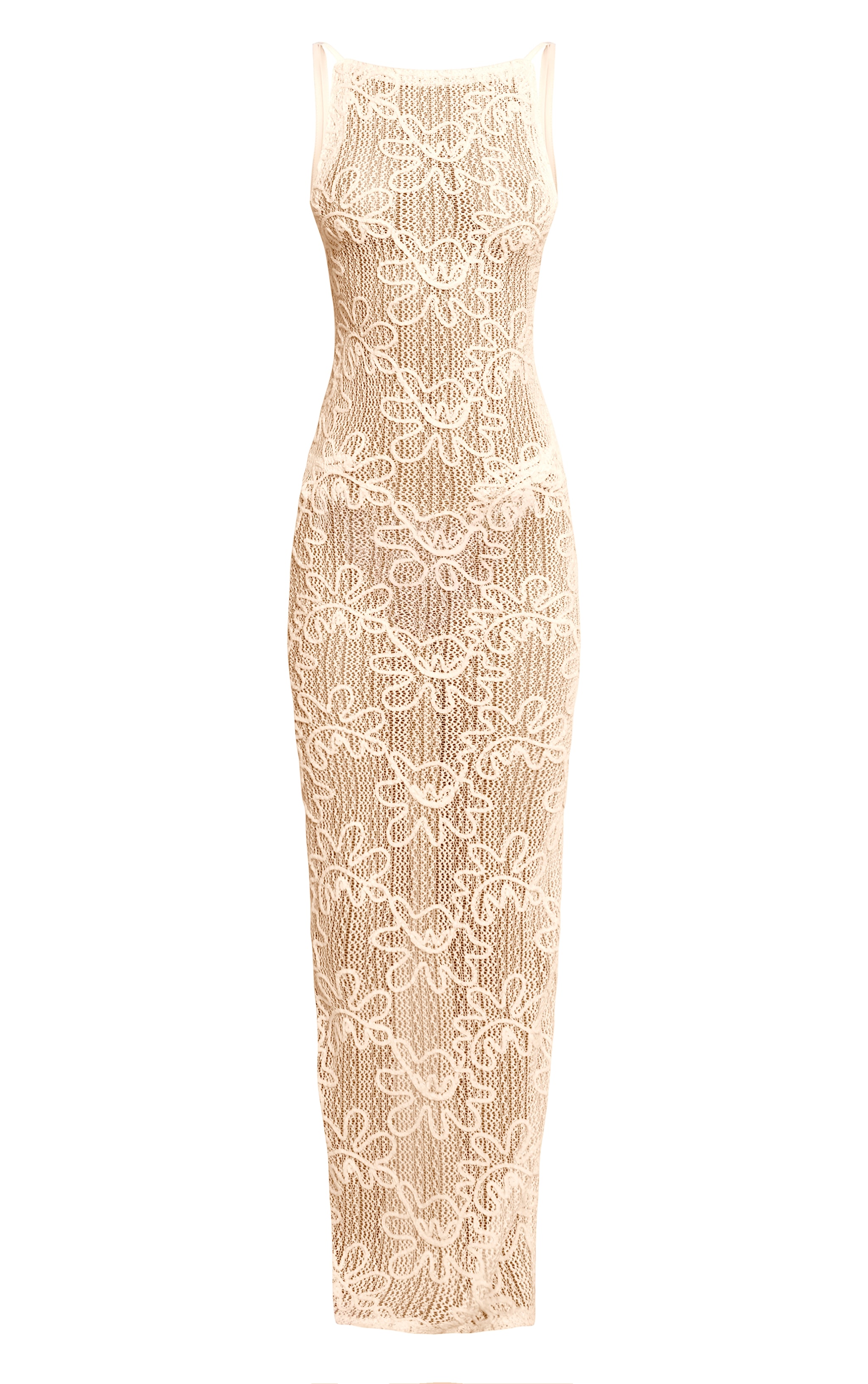 Cream Flower Applique Strappy Beach Maxi Dress image 5