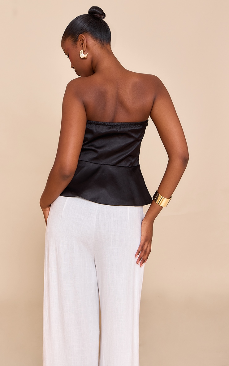 Black Satin Peplum Corset image 2