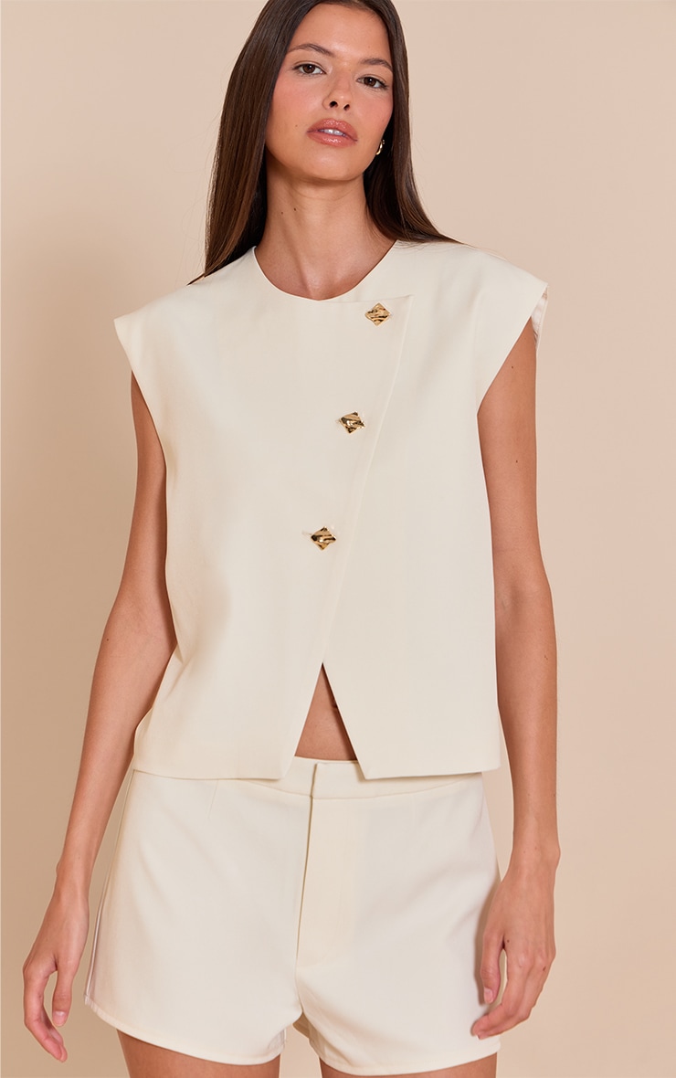 Almond Tailored Mini Shorts image 1