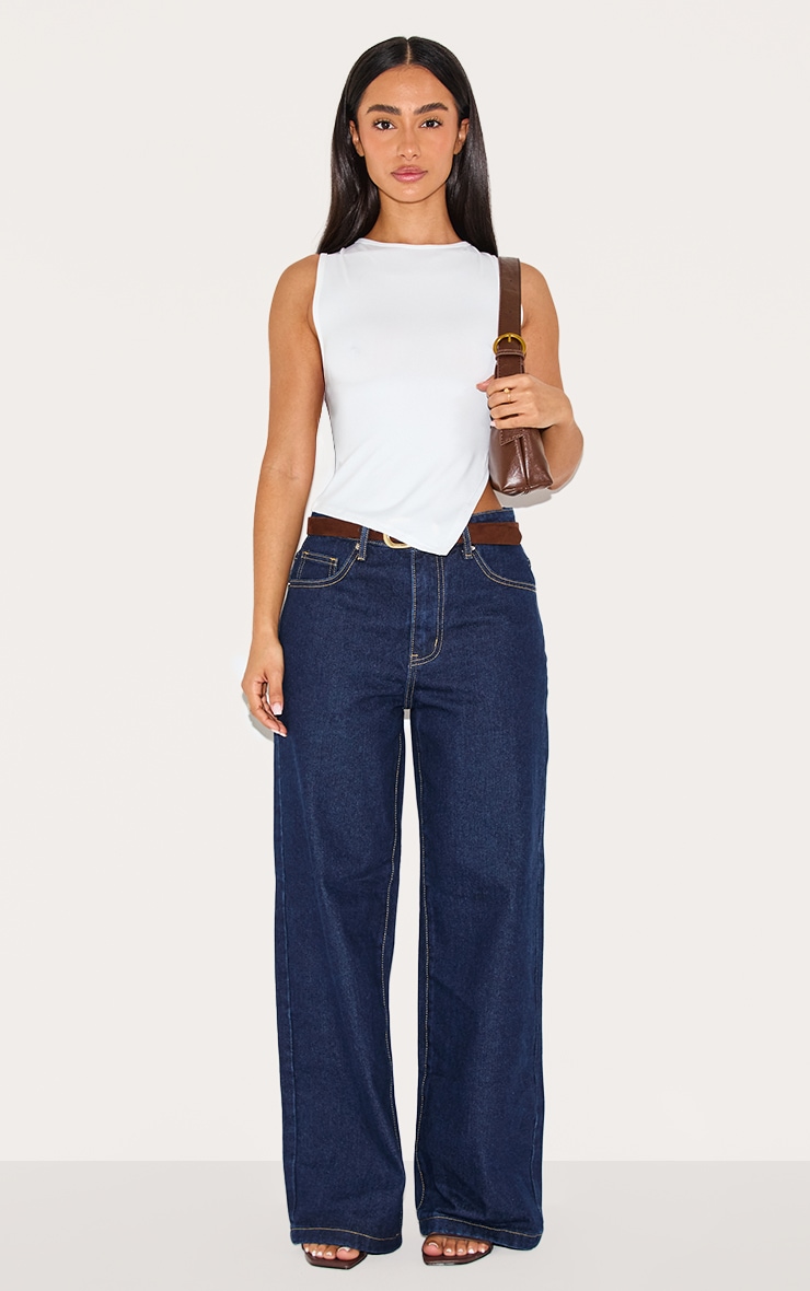 Petite White Asymmetric Longline Top image 3