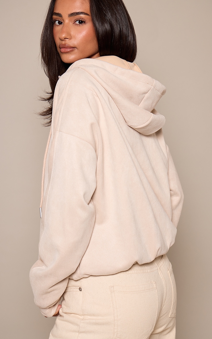 Petite Stone Suede Hooded Zip Up Bomber Jacket  image 2