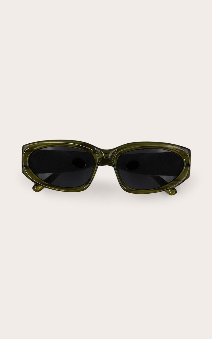 Green Marble Chunky Angled Sunglasses image 2