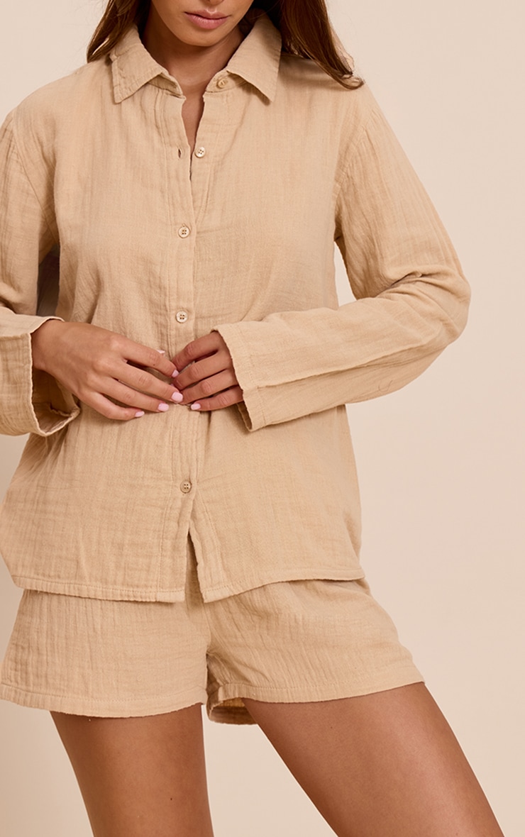 Stone Cheesecloth Long Sleeve Short Pj Set image 3