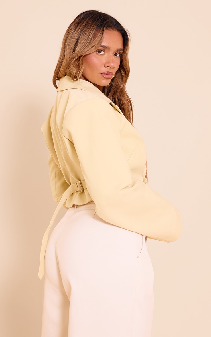 Shape Butter Yellow Tailored Asymetrical Cropped Adjustable Waist Blazer image 2