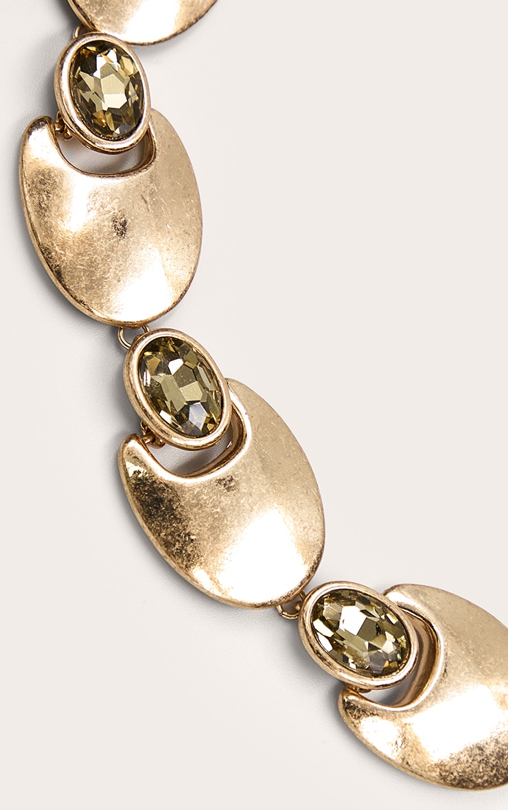 Collier doré effet usé à clous pierres topaz image 3