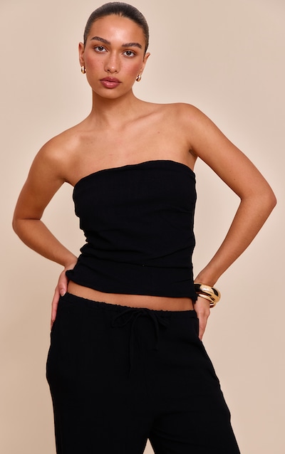 Top bustier texturé noir