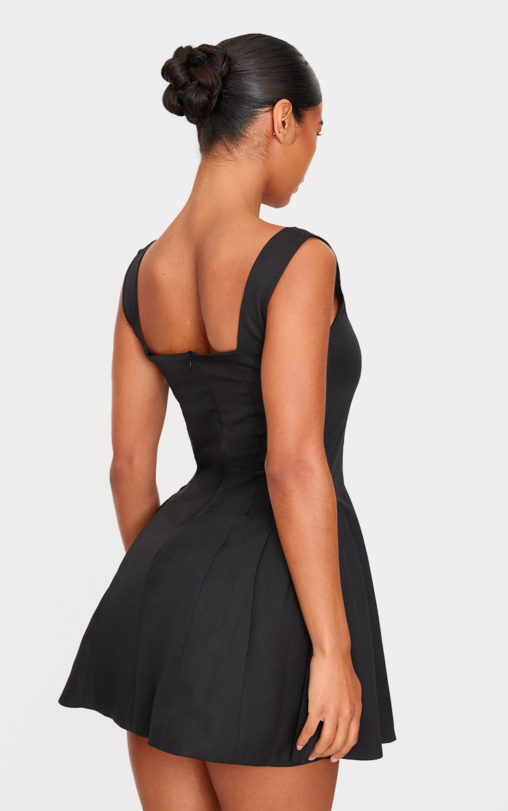 Black Hip Pleated Shift Dress image 2