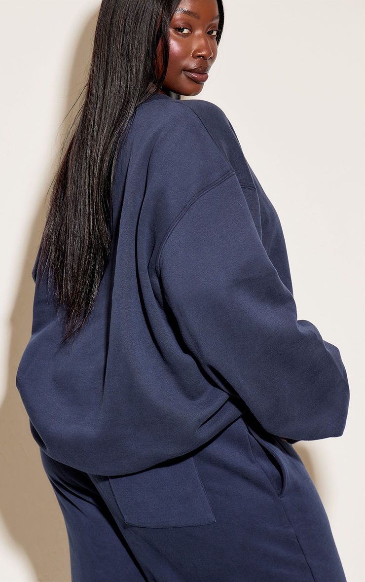 Plus Navy Oversized Crew Sweatshirt image 2