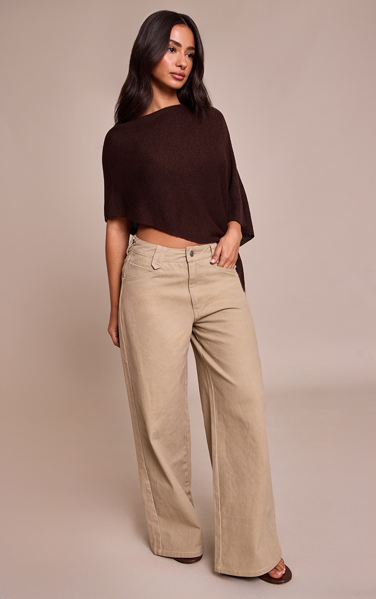 Petite Washed Stone Tinted Wide Leg Jean image 2