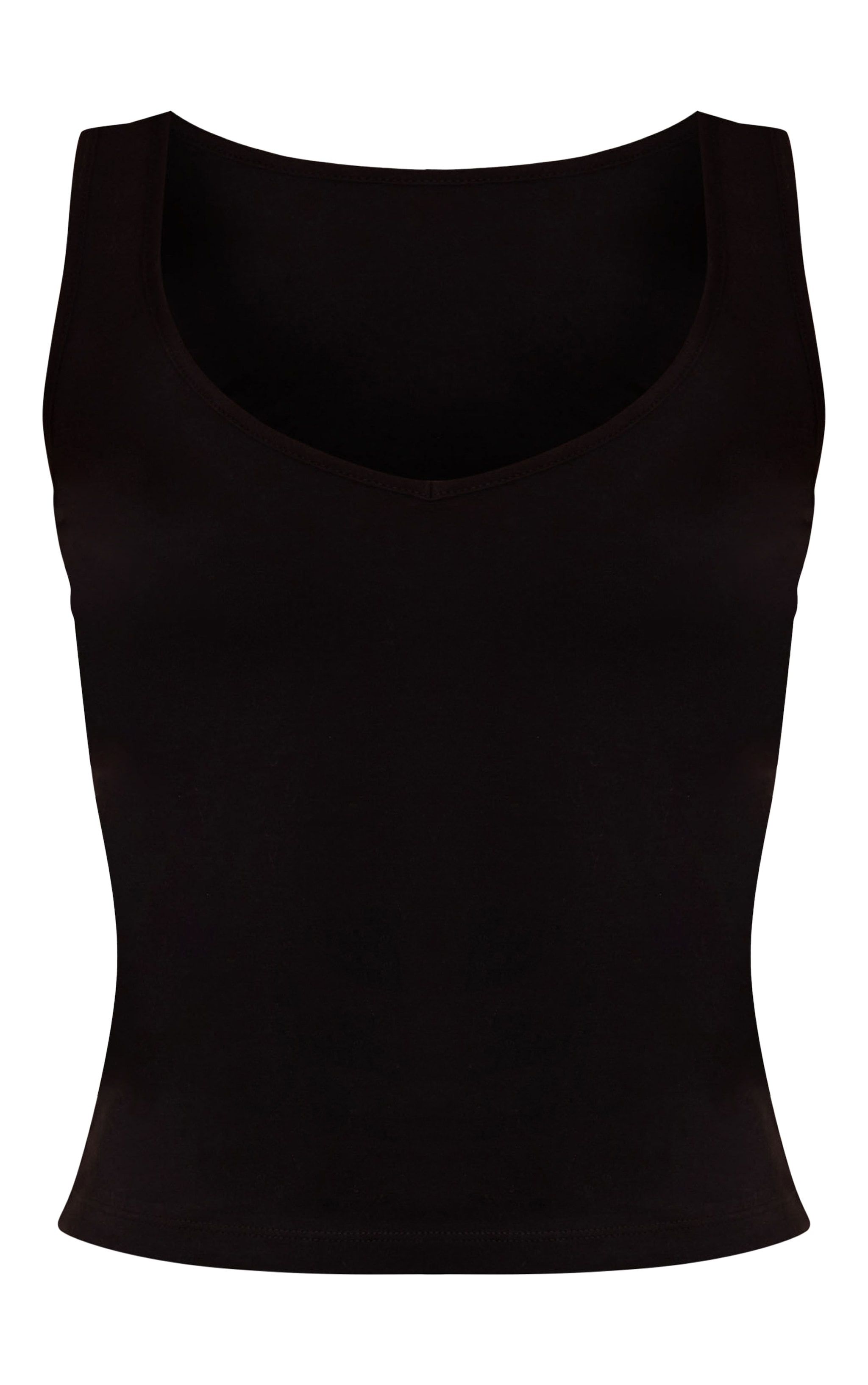 Black Soft Cotton Plunge Neck Vest Top image 5