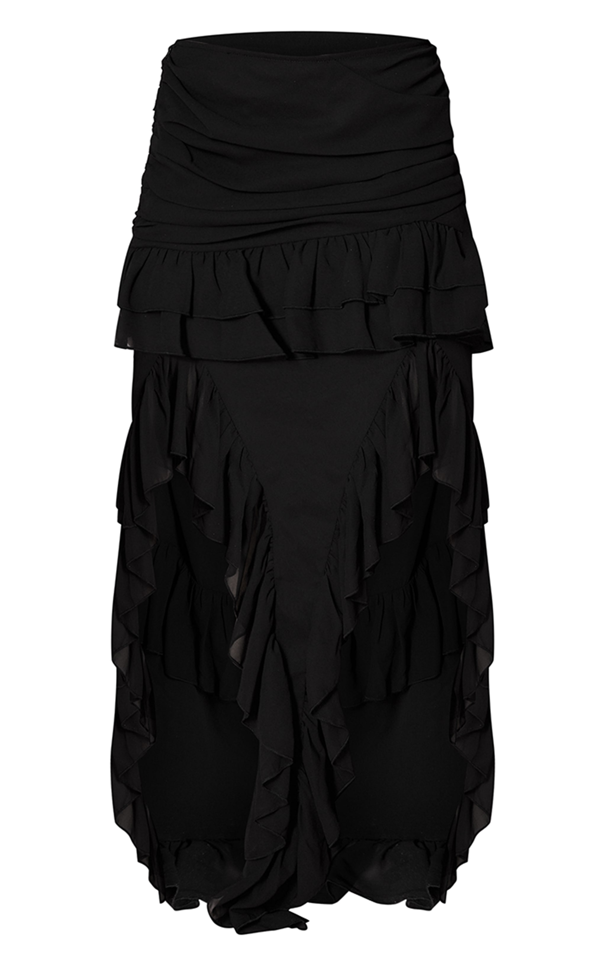 Black Ruffle Detail Maxi Skirt | Co-ords | PrettyLittleThing USA